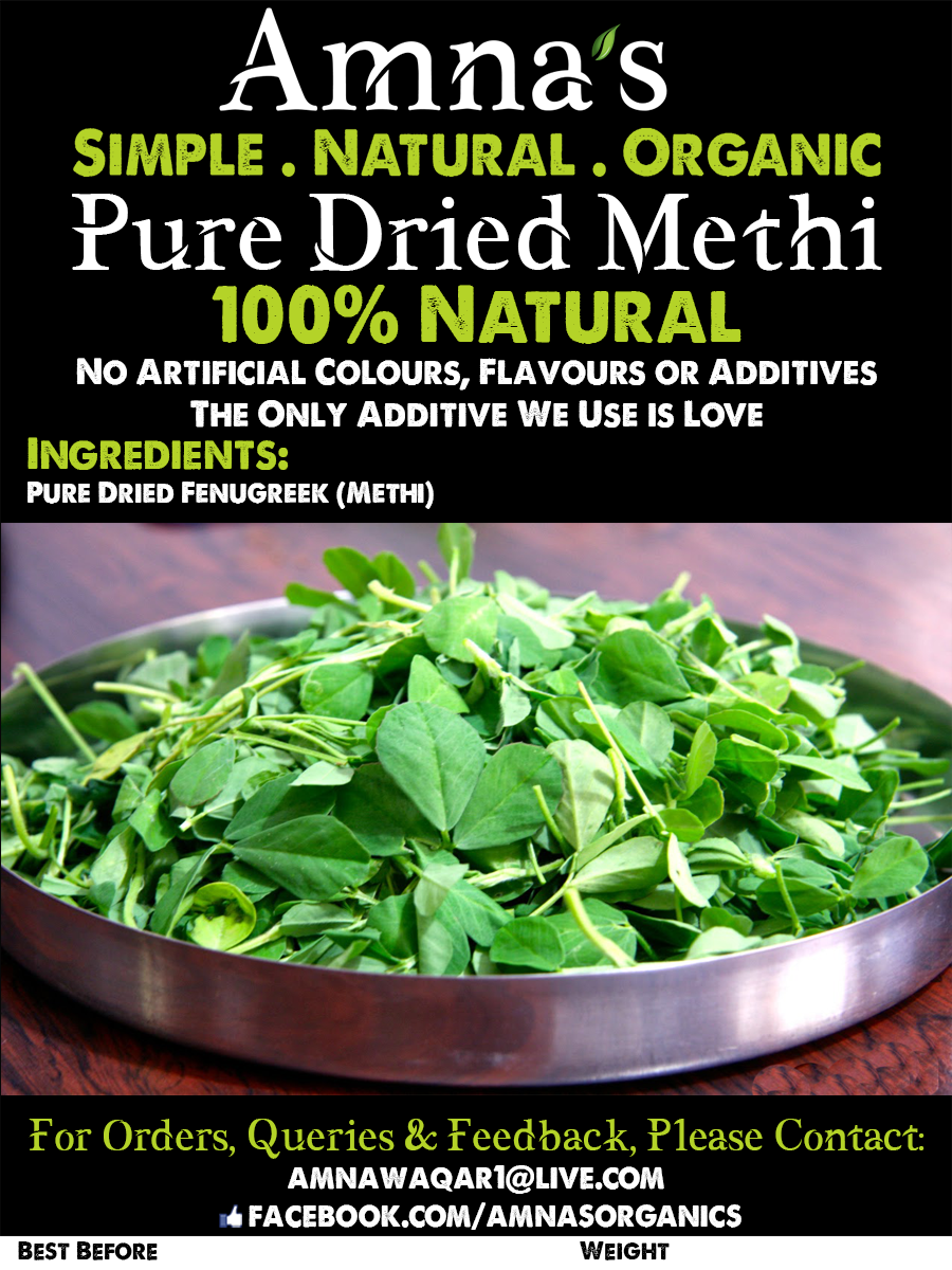 Methi (Fenugreek) Dried | All-Natural - - gluten free foods Pakistan Lahore Islamabad Karachi Amna's Naturals & Organics