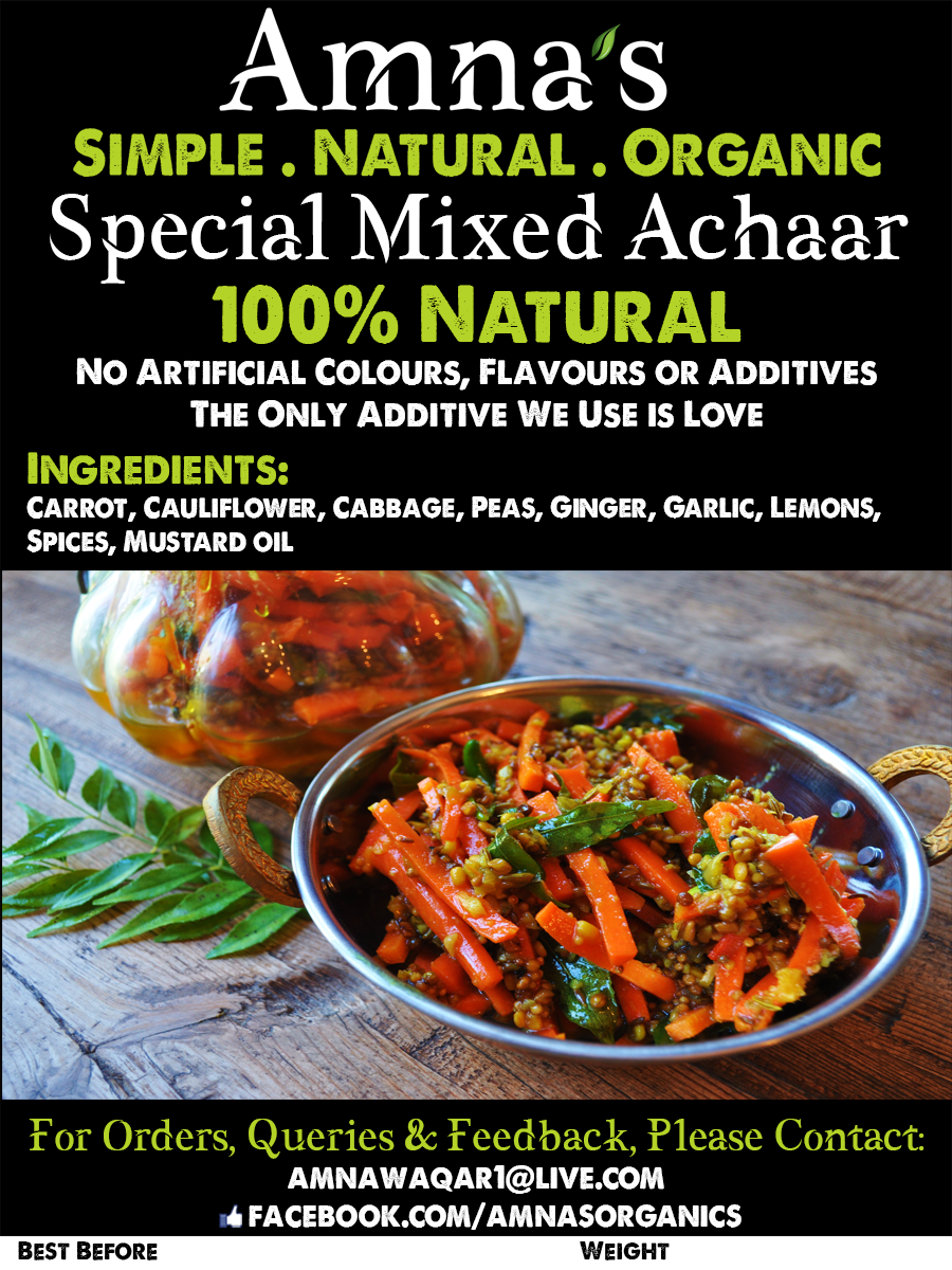 Mixed Achaar (Pickle) | All-Natural - - gluten free foods Pakistan Lahore Islamabad Karachi Amna's Naturals & Organics