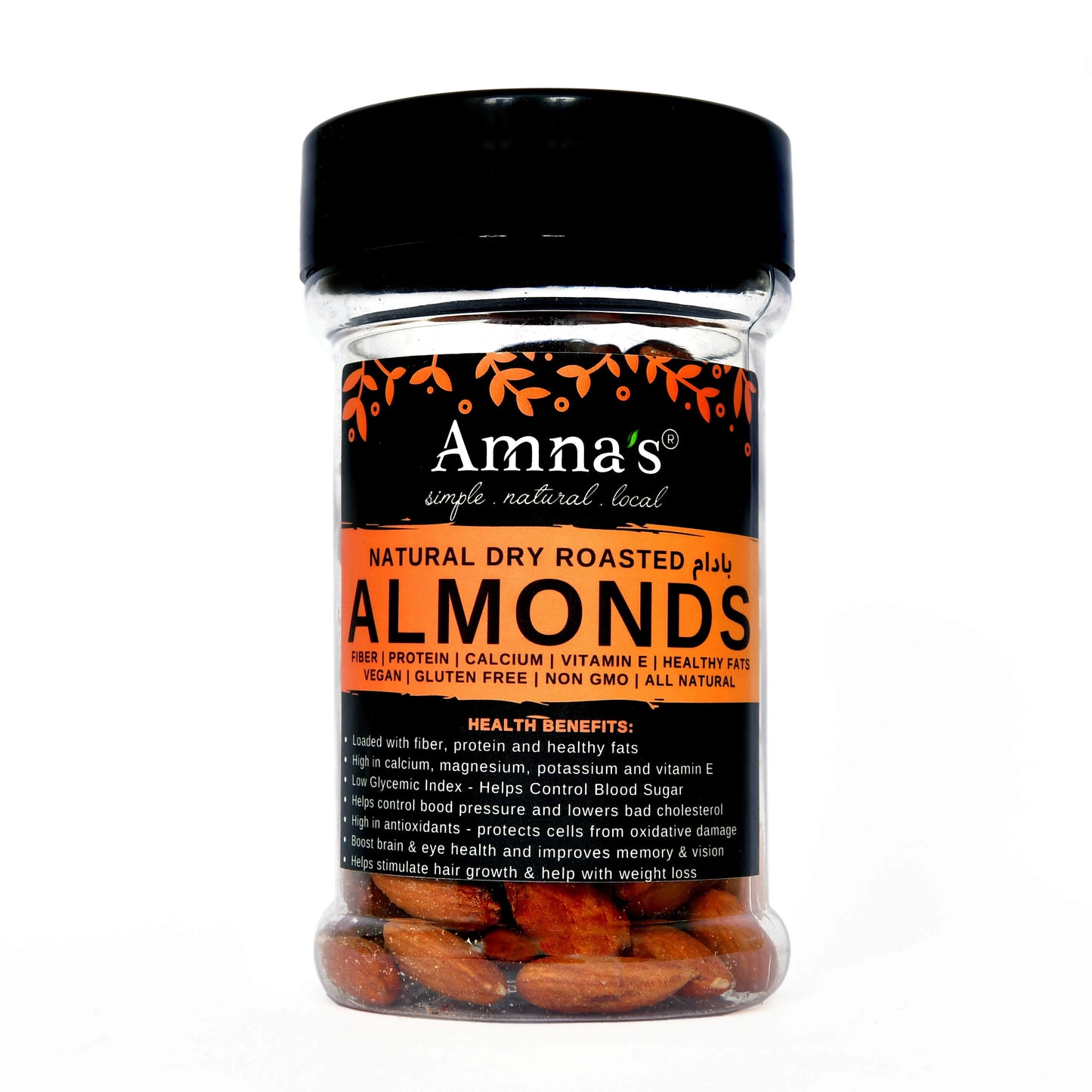 Almonds | Dry Roasted - - gluten free foods Pakistan Lahore Islamabad Karachi Amna's Naturals & Organics