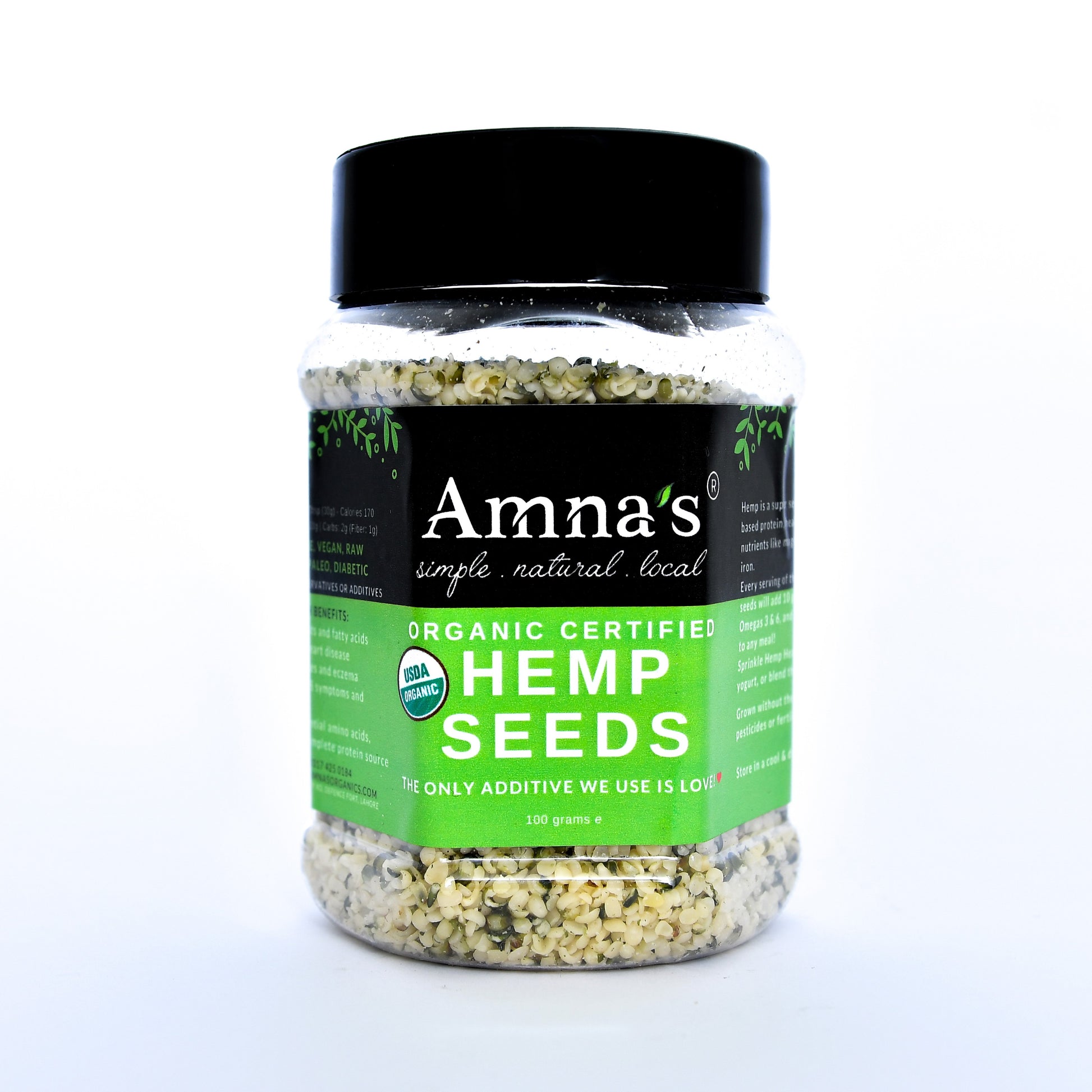 Hemp Seeds | Hulled | Organic Certified - - gluten free foods Pakistan Lahore Islamabad Karachi Amna's Naturals & Organics